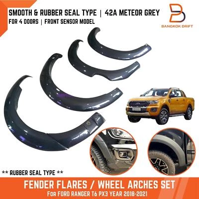 42A METEOR GREY GRAY FENDER FLARES FIT FORD RANGER PX3 2018-2021 DUAL CAB SENSOR - Image 1 of 4