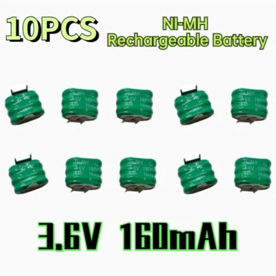 Batería recargable 10x 3,6 V 160 MAH Ni-MH con 2 pines/pestañas para copia de seguridad de datos PLC Foto 1 de 4