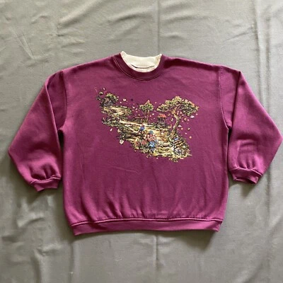 VTG 1990s Basic Edition Sweatshirt Womens Size XL Purple Pullover USA 90s Birds - Image 1 of 4