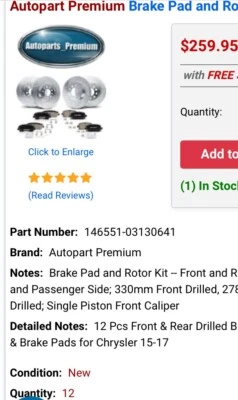 Kit frenos y rotores delanteros y traseros Jeep Cherokee 2019 Foto 1 de 2