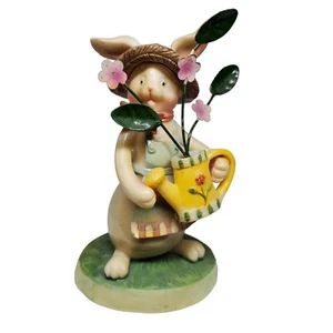 Bunny Rabbit Farming Watering Flowers Gardening Figurine K's Collection Easter - Picture 1 of 8