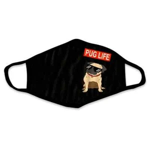 Máscara facial unisex Pug Life perro adulto talla única negro océano playa moda nueva - Imagen 1 de 1