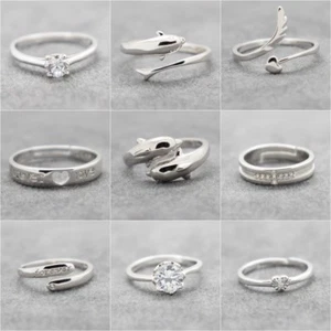 Silver Ring Womens Adjustable Rings Plated Wedding Engagement Thumb Jewellery - Picture 1 of 33