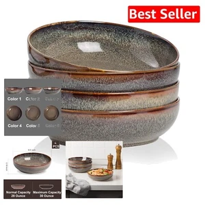 Elegant 8-Inch Ceramic Serving Bowls Set of 4 – 30oz Capacity for Pasta & Salad - Picture 1 of 8