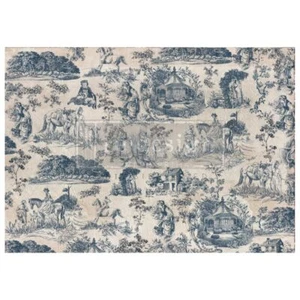 Blue Toile De Jouy | Decoupage de fibra A1 | Rediseño con Prima - Imagen 1 de 5