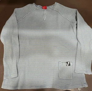 Girls Blue Striped Ribbed 3/4 Sleeve T-shirt Top Size 18 - Picture 1 of 1