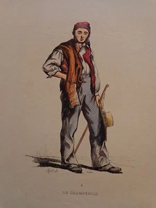 1 LITHO ORIGINALE XIXè LE CHAMPENOIS  / Costume traditionnel Champagne - Picture 1 of 2