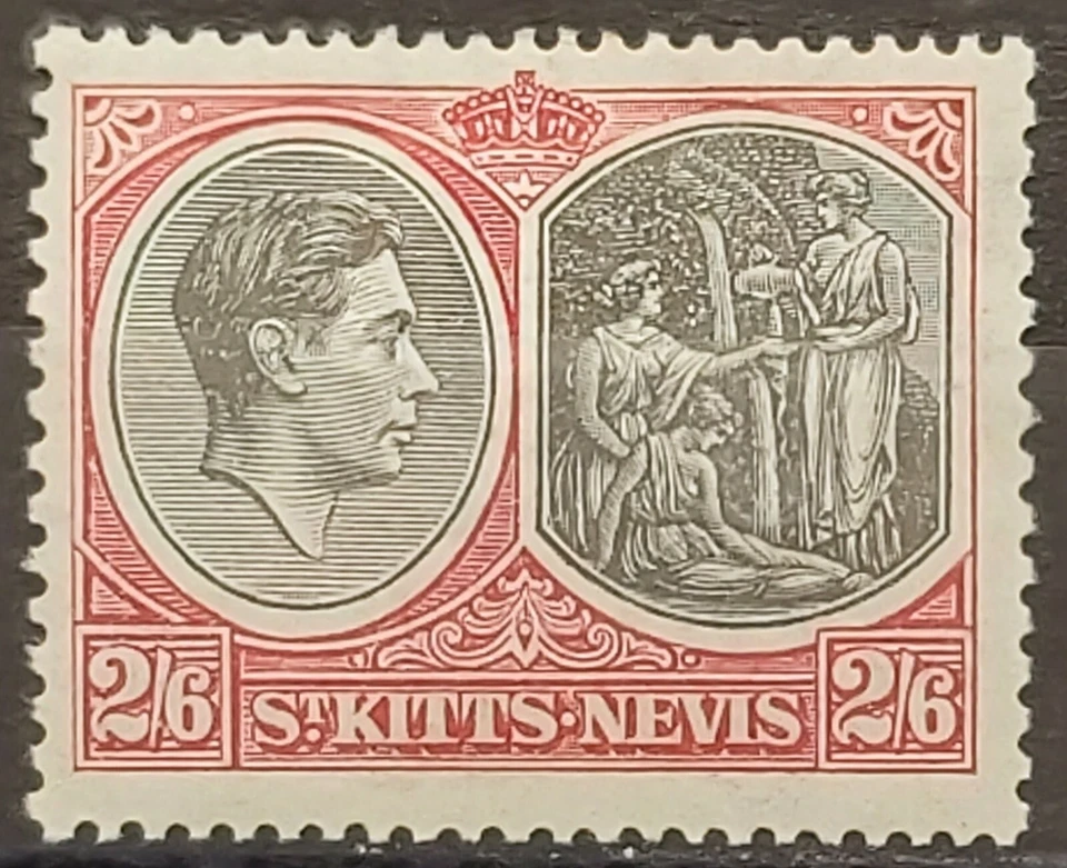 St Kitts & Nevis KGVI 1938 2/6 Black & Scarlet  Mint sg 76 - Image 1 of 2