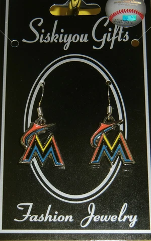 Miami Marlins Dangle Earrings (chrome) MLB Licensed Baseball Jewelry Cover