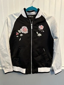 Members Only Black, White, Rose Boyfriend Jacket Girls Sz 14/wms XS Some Marks - Picture 1 of 7
