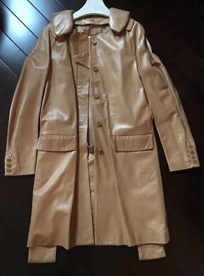 Helmut Lang Rare Vintage lamb skin Tan Leather pillow collar Coat 40 masterpiece - Image 1 of 4