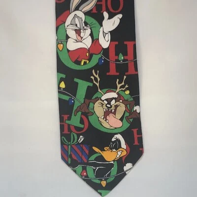 Colección de corbatas clásicas Looney Tunes 1998 Navidad ~ 100 % seda ~ insectos, Taz, Lucas Foto 1 de 4