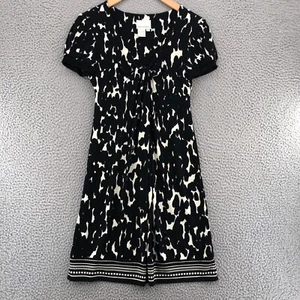 Donna Morgan Dress Womens 2 Petite Black Mini A Line Knot Pleated Short Sleeves - Picture 1 of 8