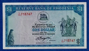 RHODESIA $1 1979  P-38 (2nd Aug 1979), EF Banknote L/124 713767 - Picture 1 of 2