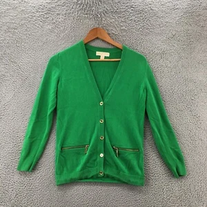 Michael Kors Long Sleeve Cardigan Sweater Womens XS Green V-Neck Button Front - Picture 1 of 12
