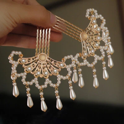 Pinza de peine retro estilo chino 2 piezas para accesorios de cabello de boda para novias Foto 1 de 4