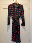 Charlotte Sparre Red Apple Green Apple Button Through Long Sleeve DRESS Size M