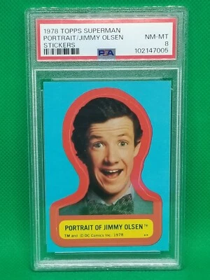 🌌1978 Topps Superman Stickers PORTRAIT/JIMMY OLSEN🌌 PSA 8 NM-MT ~ NONE Higher! - Image 1 of 2