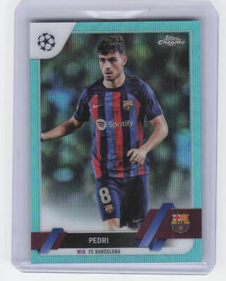 2022-23 Topps Chrome UEFA Club Competitions #136 Pedri Aqua Wave Refractor #/199 - Image 1 of 2