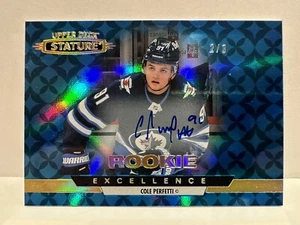 Cole Perfetti 2021-22 UD Stature Auto Rookie Excellence Blue /3 Hockey Card NHL! - Picture 1 of 11