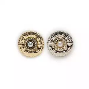 5pcs Shiny Pearl Metal Buttons Sewing Decor Clothing Shoes Hats Bag Jewelry 23mm - Picture 1 of 4