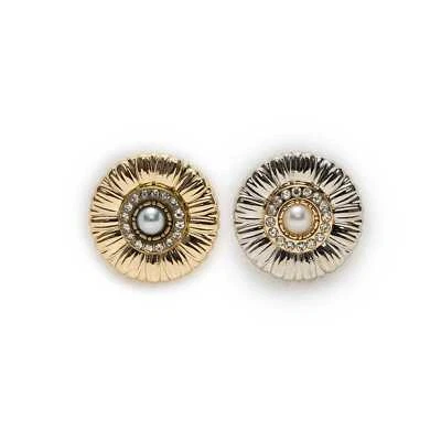 5pcs Shiny Pearl Metal Buttons Sewing Decor Clothing Shoes Hats Bag Jewelry 23mm - Image 1 of 2