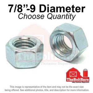 7/8"-9 Grade 2 Finished Hex Nuts Coarse Thread (Pick Quantity & Finish) - Picture 1 of 4