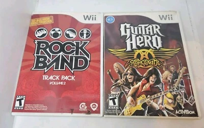 Wii 2 Game Rock On Bundle Rock Band Track Pack Volume 2 & Guitar Hero Aerosmith - Image 1 of 4