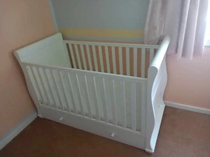 East Coast Alaska Sleigh Cot & Cot Bed With Under Drawer – White - Fab Condition - Picture 1 of 6