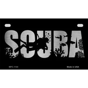 Scuba Brushed Chrome Novelty Metal Motorcycle Plate - Picture 1 of 1