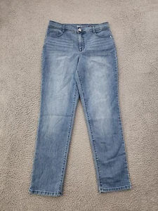 Style and Co Jeans Womens 12 Blue Slim Leg Denim Stretch High Rise Pants 32X30 - Picture 1 of 14