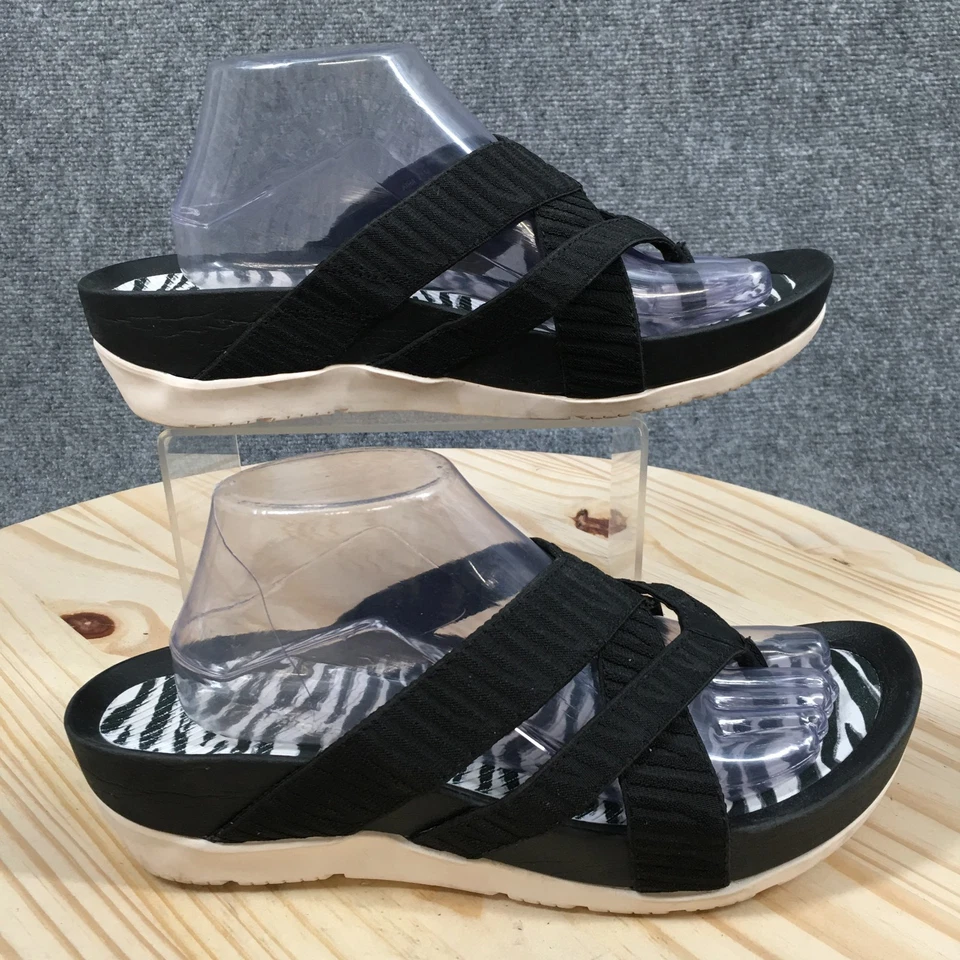 Baretraps Sandals Womens 11 M Agatha Casual Slip On Wedge Slide Black Fabric - Image 1 of 4