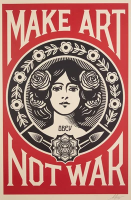 Shepard Fairey (Obey) : Make Art Not War - Lithografie Originell Unterzeichnet - Bild 1 von 4