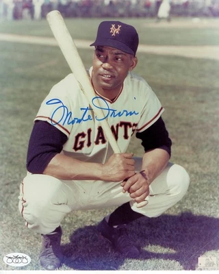 Monte Irvin Signed Autographed 8X10 Photo SF Giants Squatting with Bat JSA - Image 1 of 2
