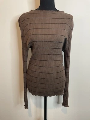 Top Vince Talla XL Marrón Con Rayas Negras Manga Larga Elástico Algodón Modal Foto 1 de 4