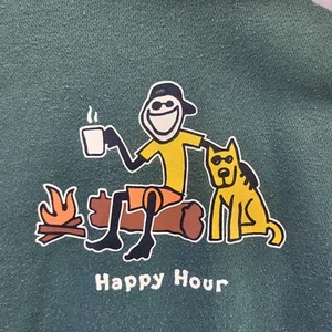 Life is Good Hoodie Mens Medium Green Jake Happy Hour Camp Hooded Sweatshirt - Picture 1 of 18
