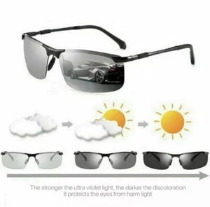 Photochromic Polarised Sunglasses UV400 Polarized Fishing Driving Eyewear Retro - Picture 1 of 13