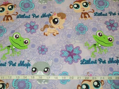 NEW Rare Littlest Pet Shop LPS Cat Frog Horse Purple Fabric Sold By 1/2 Yard