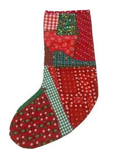 NICE ANTIQUE VINTAGE CUTTER QUILT CHRISTMAS STOCKING - Picture 1 of 5