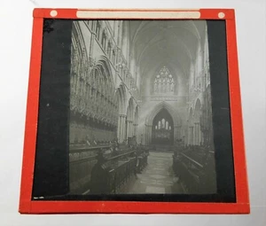 Antike s/w Glas fotografische magische Laterne Dia Chester Kathedrale Innenraum - Bild 1 von 3