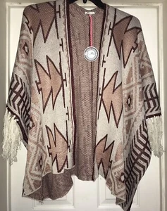 NEU Damen A. Pfirsich Südwesten Böhmisches Muster Schal Pullover Arm Fransen Medium - Bild 1 von 11