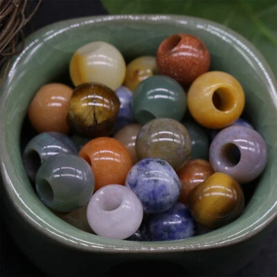5mm*12mm Large Hole Beads Crystal Agate Natural Round Stone Jewellery Making DIY - Image 1 of 4