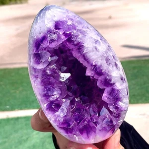 Geoda de amatista natural de 1,92 lb muestra de cristal de racimo de cuarzo curación - Imagen 1 de 24