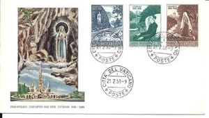 1958 Primer Día Estampilla Inmaculada Conceptio Ego Sum Lourdes del Vaticano - Imagen 1 de 2