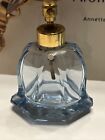 Eternal Blue Glass & Aqua Blue Rhinestone Topper Austria Perfume Bottle Vintage