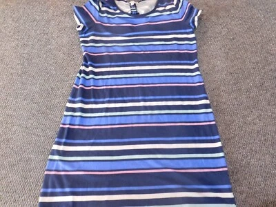 Vestido Talbots MP Petites Azul Mujer Camisa a Rayas Vestido Elástico Algodón Línea A Foto 1 de 4