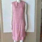 60S Womens Stacy Ames Linen Dress S Pink 2 Pc W Over Dress Summer Party Church