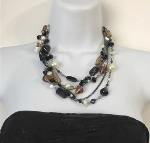 Lia Sophia Multi Strand. Glass Beads Faux Pearls Mop - Picture 1 of 6