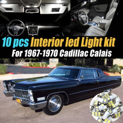 10Pc Super White Car Interior LED Light Bulb Kit for 1967-1970 Cadillac Calais - Image 1 of 4