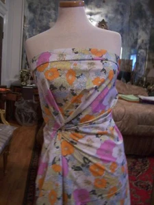 4yds FLORAL PRINT SMOOTH PIMA COTTON FABULOUS ITALIAN DESIGNER FABRICS - Picture 1 of 5